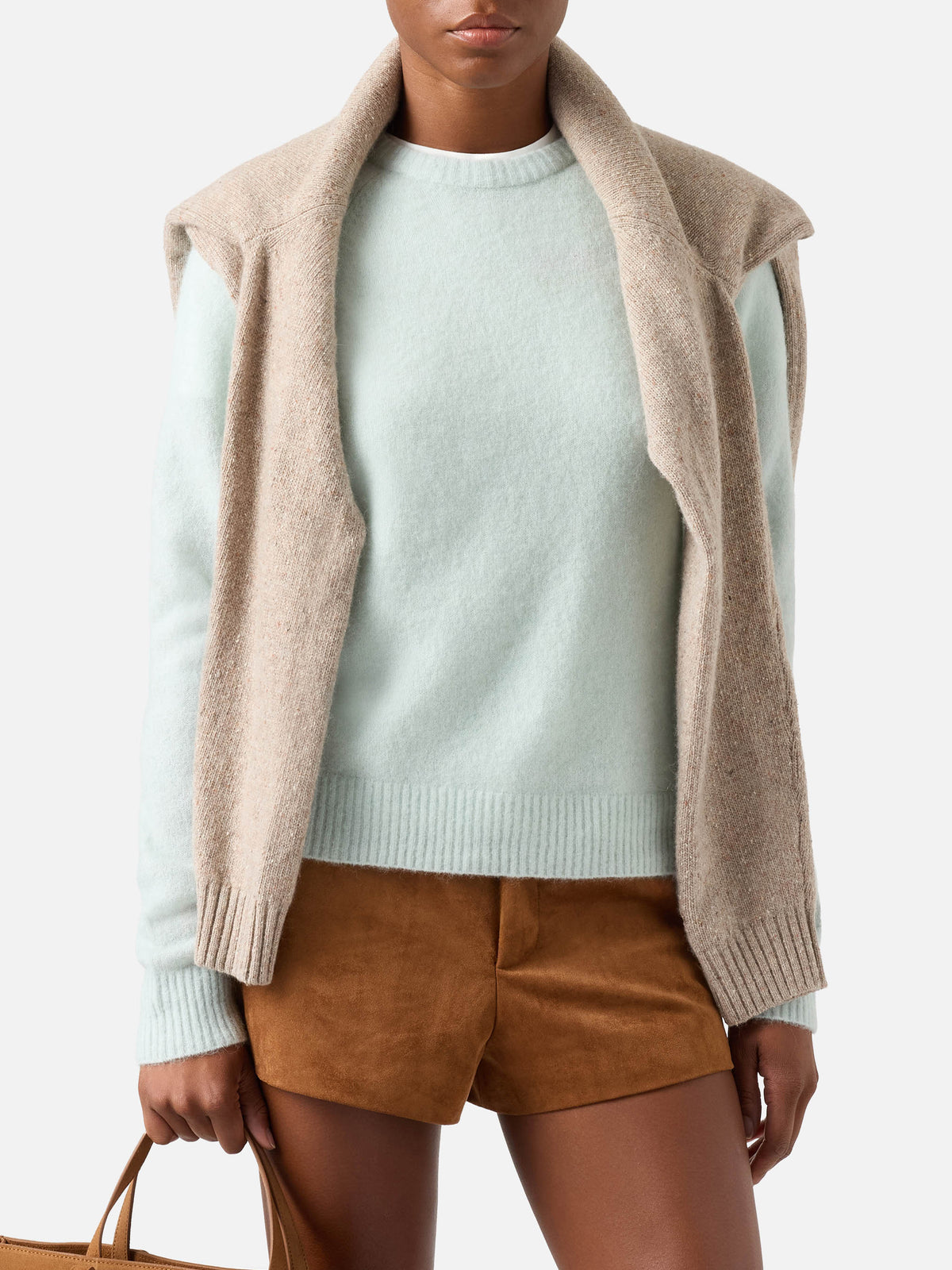 Light mint Ammy soft alpaca wool blend crewneck knit