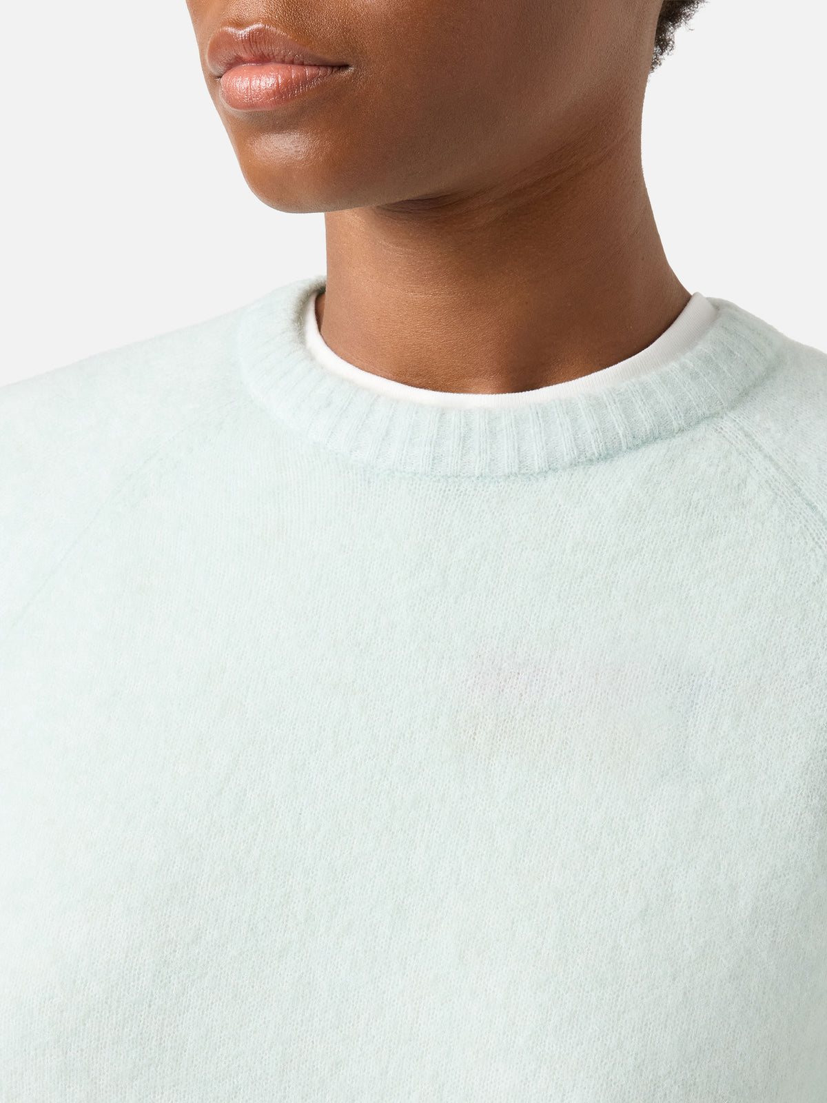 Light mint Ammy soft alpaca wool blend crewneck knit