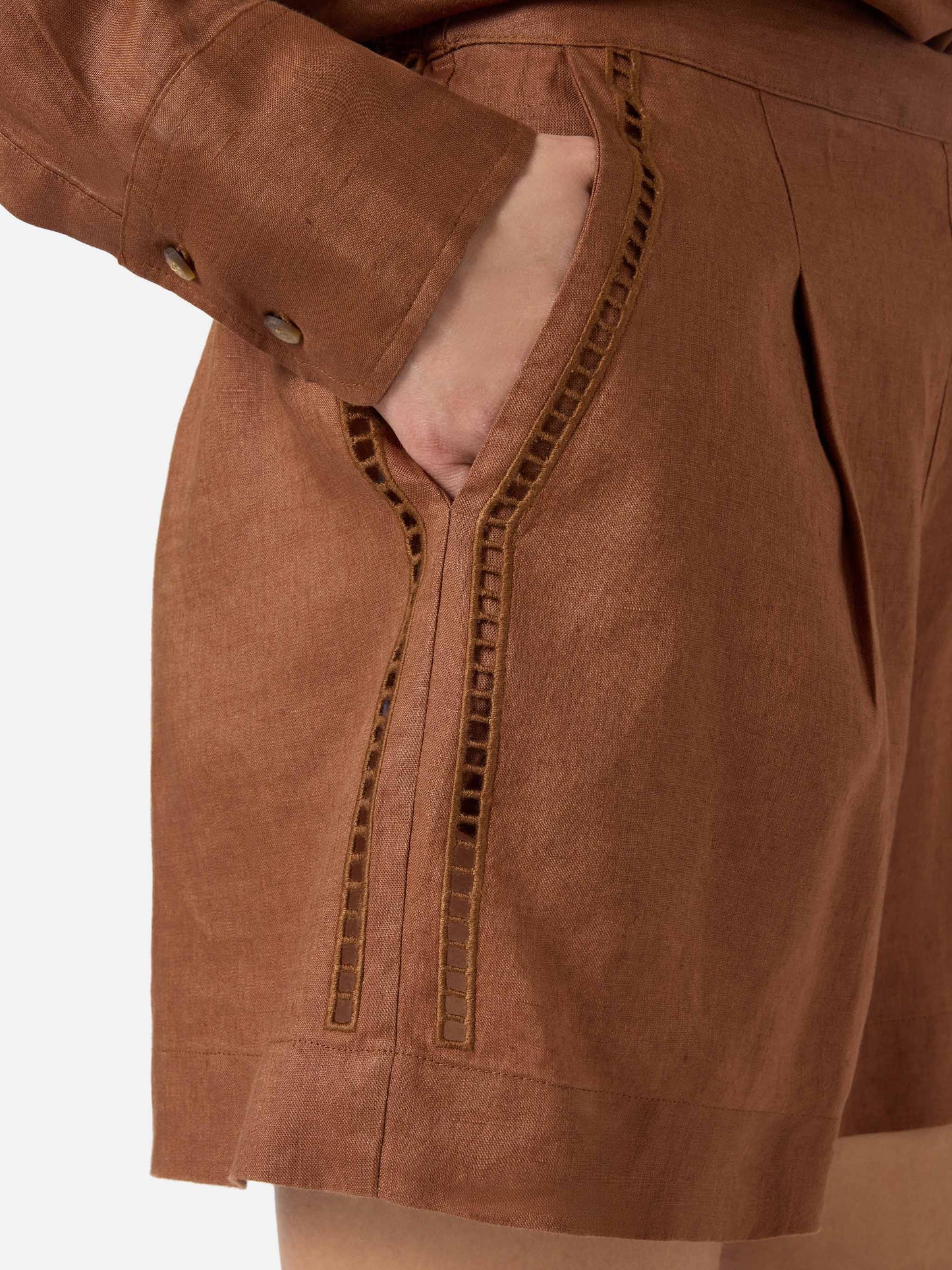 Brown Amani linen shorts