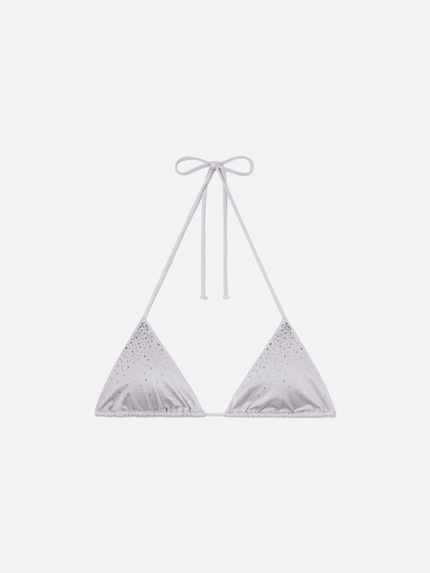 Annabelle Triangel-Bikinioberteil in Silber mit applizierten Strassdetails 