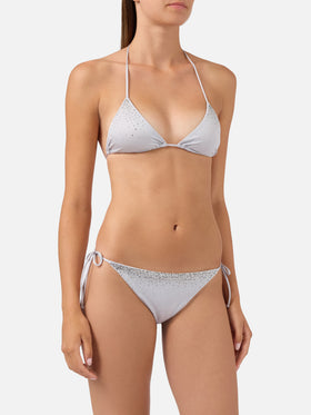 Bikini Annabelle Virgo argento con dettagli strass