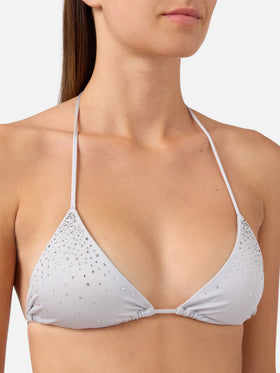 Bikini Annabelle Virgo argento con dettagli strass