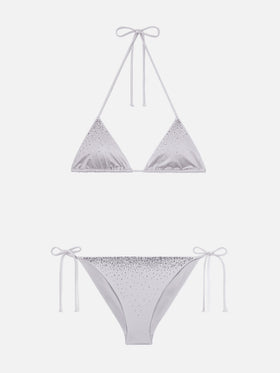 Bikini Annabelle Virgo argento con dettagli strass