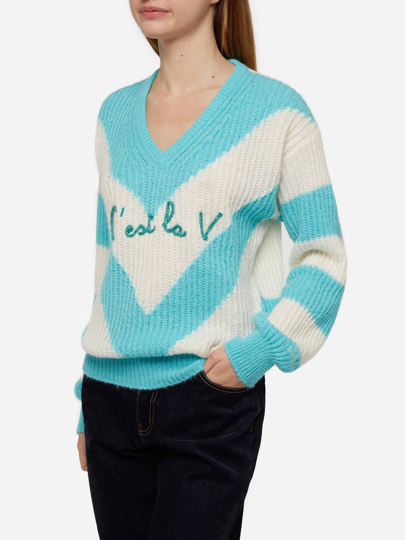 Woman cropped sweater with argyle pattern