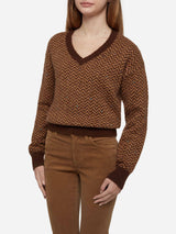 Woman cropped sweater with argyle pattern