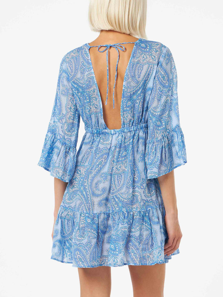 Woman linen paisly short dress April