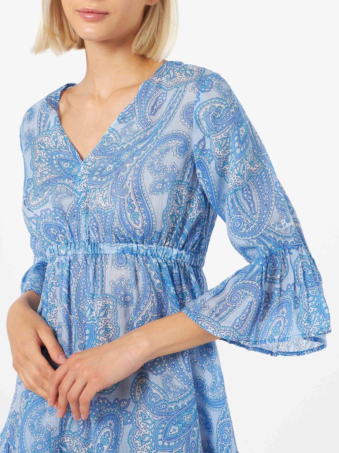 Woman linen paisly short dress April - MC2 Saint Barth
