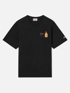 T-shirt en coton noir Arnott avec broderie Rum Service 