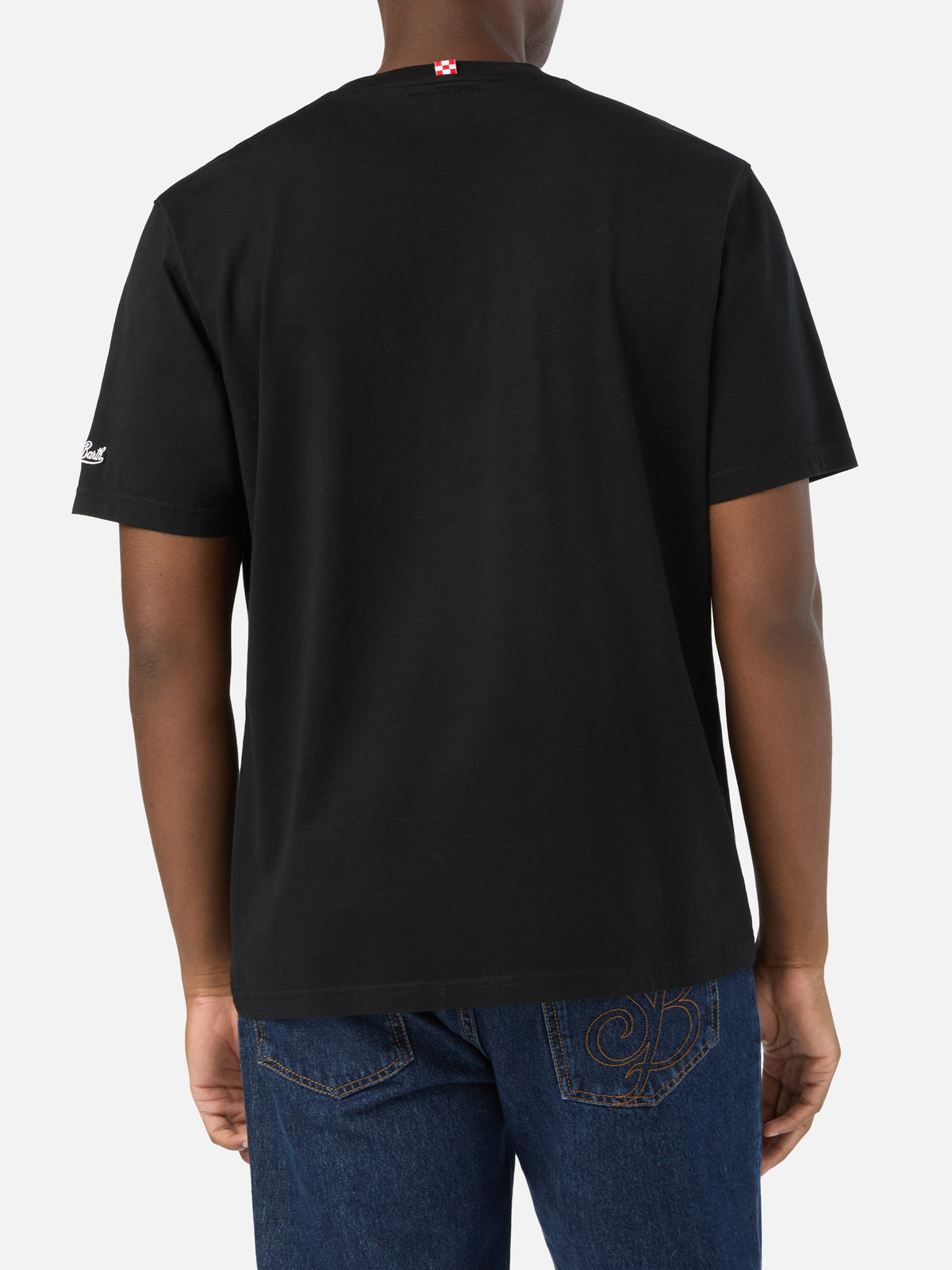 T-shirt en coton noir Arnott avec broderie Rum Service 
