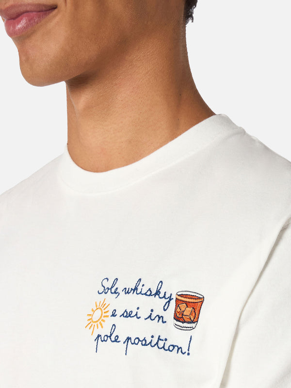 Schweres Baumwoll-T-Shirt Arnott für Herren mit „Sole, Whisky e Sei in Pole Position“-Stickerei | VACANZE DI NATALE, SONDEREDITION