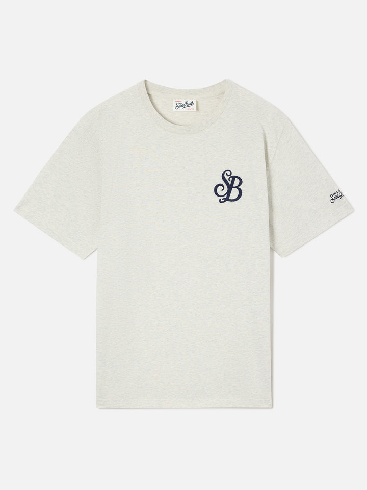 T-shirt Arnott grigia in cotone organico con ricamo monogramma SB Legacy