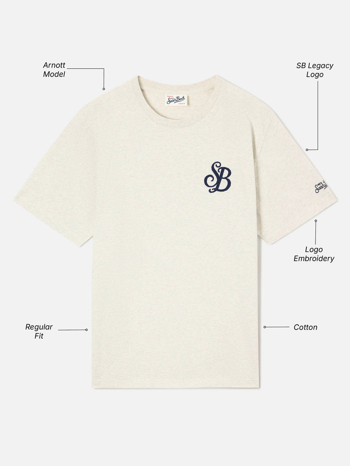T-shirt Arnott grigia in cotone organico con ricamo monogramma SB Legacy