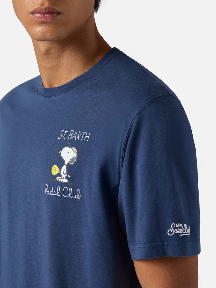 T-shirt Arnott in cotone blu con ricamo Snoopy Padel Club | PEANUTS SPECIAL EDITION