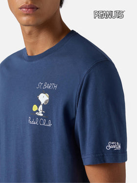 Arnott cotton T-shirt in blue with Snoopy Padel Club embroidery | PEANUTS SPECIAL EDITION