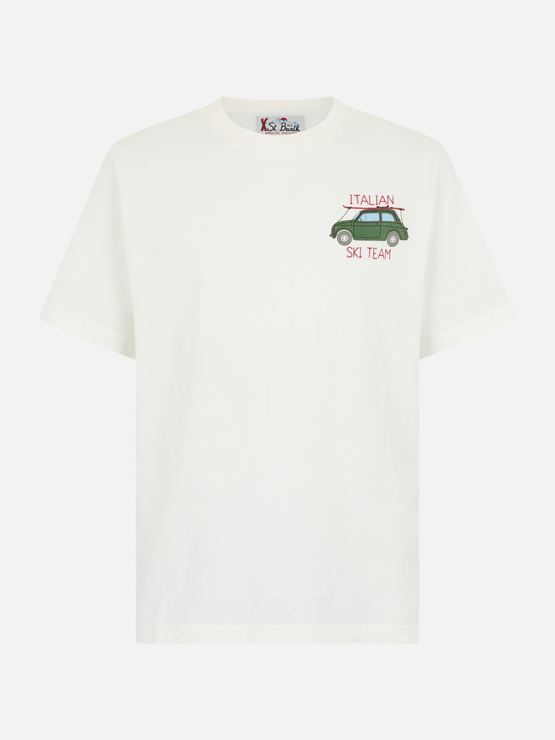 Man heavy cotton t-shirt Arnott with  Italian Ski Team  embroidery | FIAT 500 SPECIAL EDITION