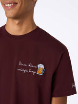 Herren-T-Shirt Arnott aus schwerer Baumwolle mit Stickerei „Birra chiara amicizia lunga“.