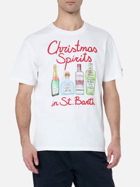Man heavy cotton t-shirt Arnott with Christmas spirits in St.Barth embroidery