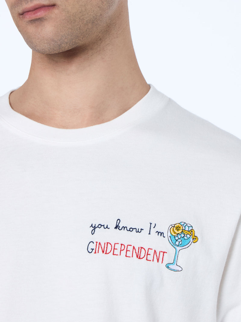 Man heavy cotton t-shirt Arnott with You know I'm GinDependent embroidery