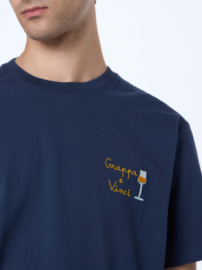 Man heavy cotton t-shirt Arnott with Grappa e vinci embroidery