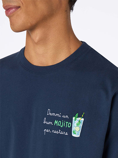 Man heavy cotton t-shirt Arnott with Dammi un buon mojito per restare embroidery