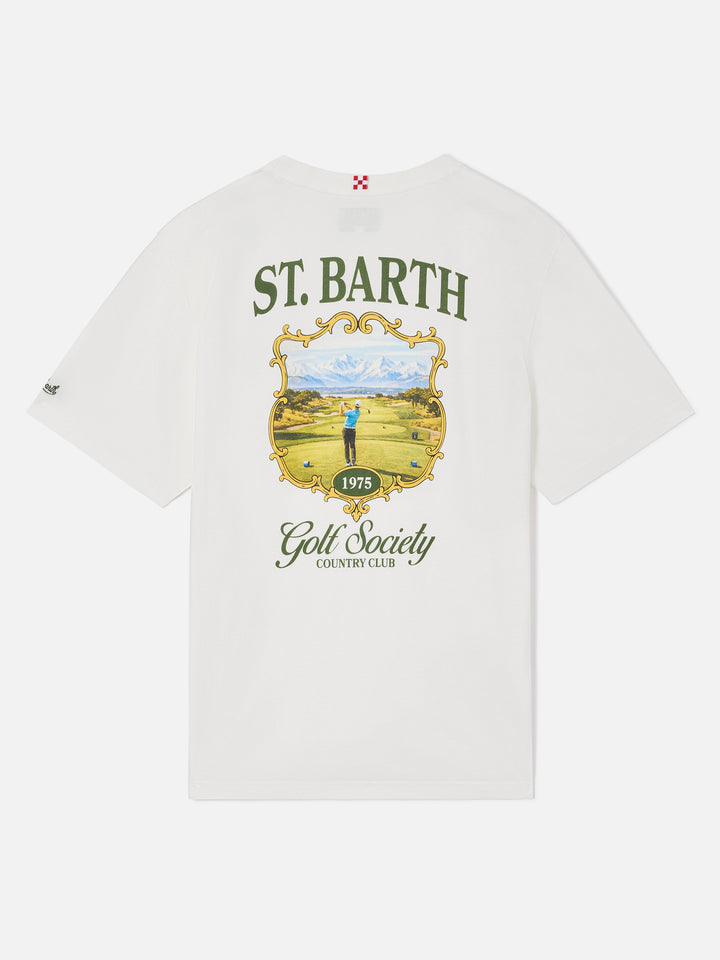 T-shirt Arnott off white in cotone organico con stampa Golf Society