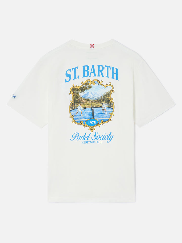 Arnott T-Shirt in Weiß mit St. Barth Padel Society-Print 