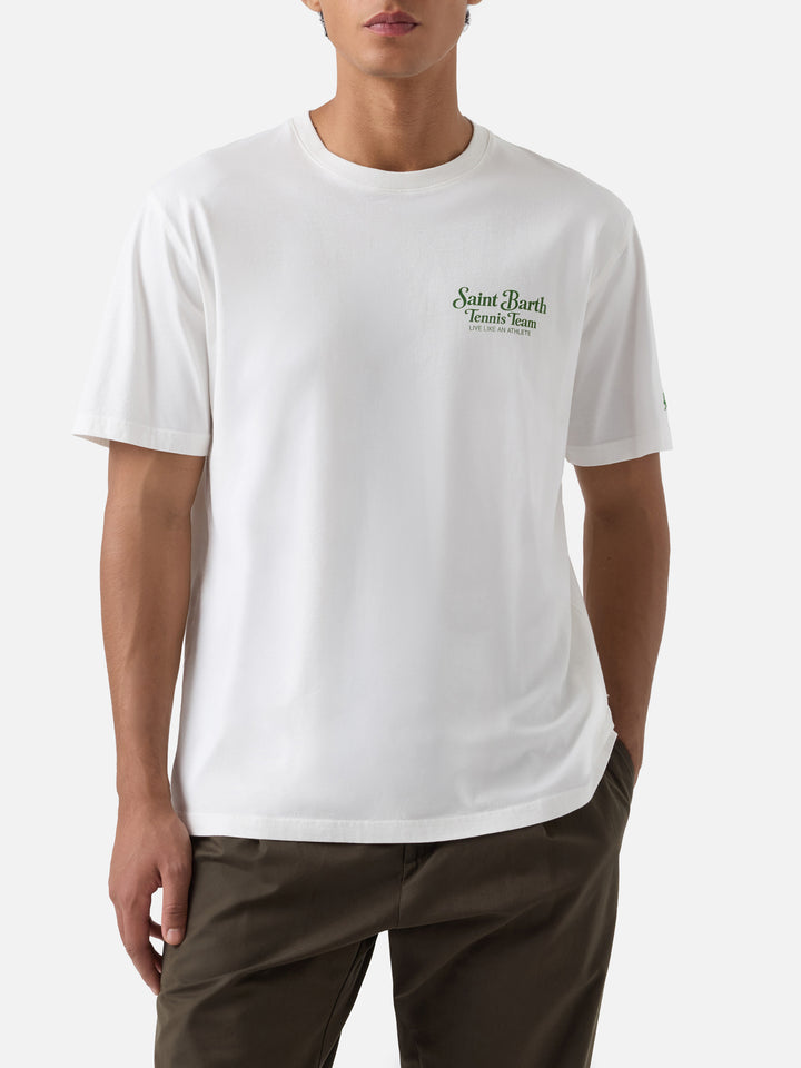 T-shirt Arnott off white in cotone organico con stampa Tennis Team