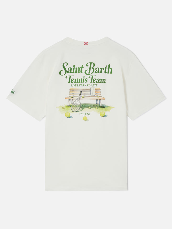 Arnott T-Shirt in Weiß mit Saint Barth Tennis Team-Print 