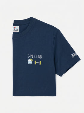Arnott Baumwoll-T-Shirt in Blau mit Gin Club-Stickerei 