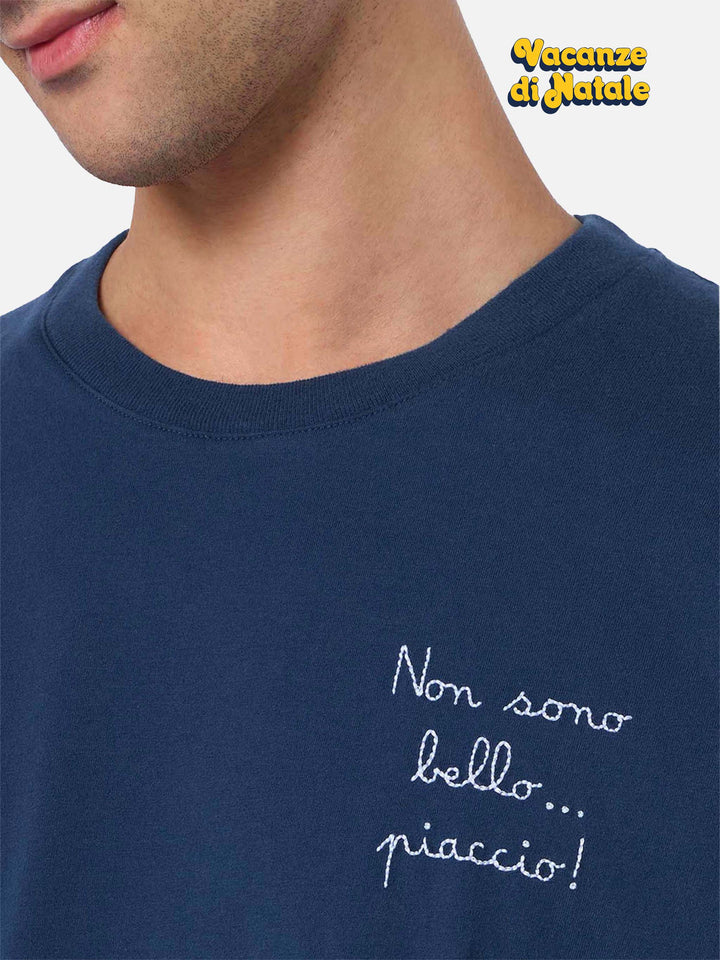 Herren-T-Shirt Arnott aus schwerer Baumwolle mit Non sono bello … piaccio! Stickerei | VACANZE DI NATALE SONDERAUSGABE