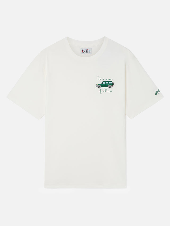 Off white Arnott cotton t-shirt with I'm A Man Of Class embroidery