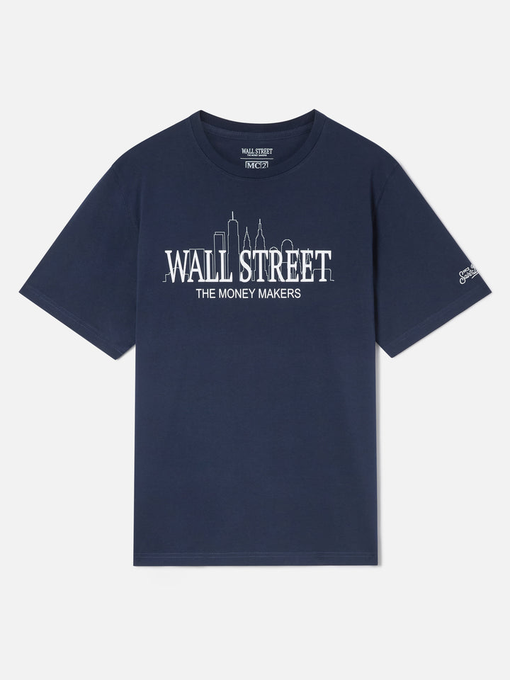 T-shirt blu navy in cotone Arnott con stampa Wall Street | Special edition