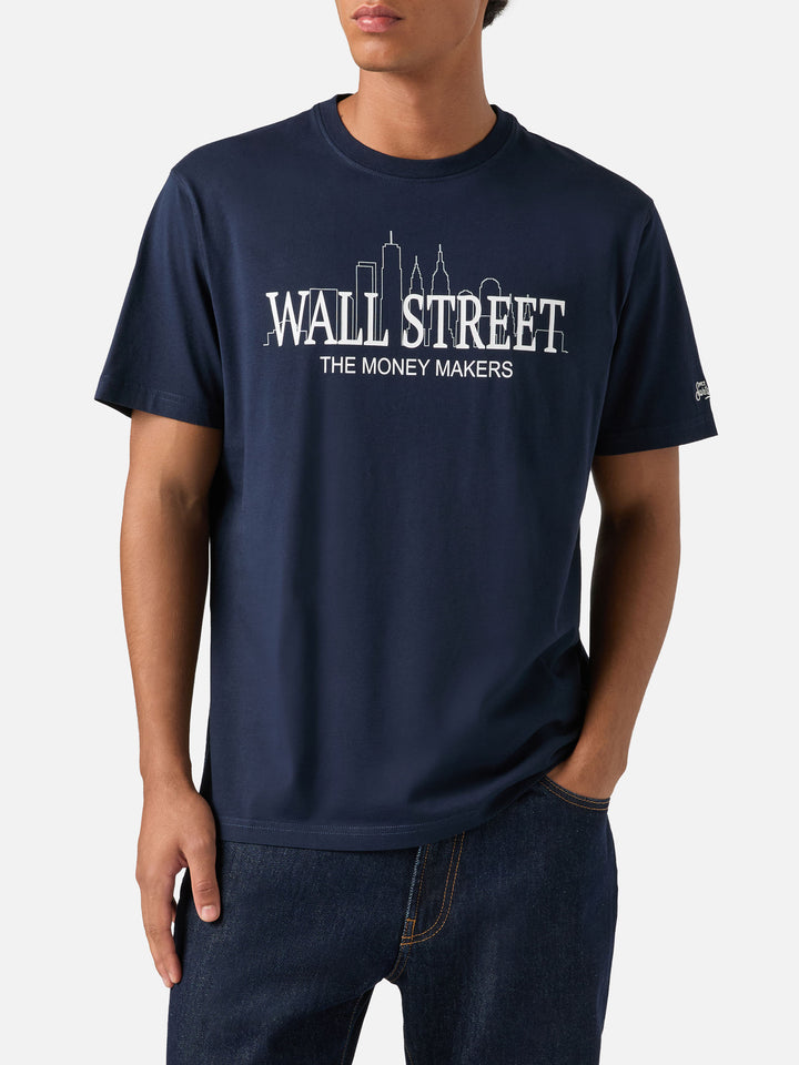 Marineblaues Baumwoll-T-Shirt blue Arnott mit Wall Street Print | Special edition 