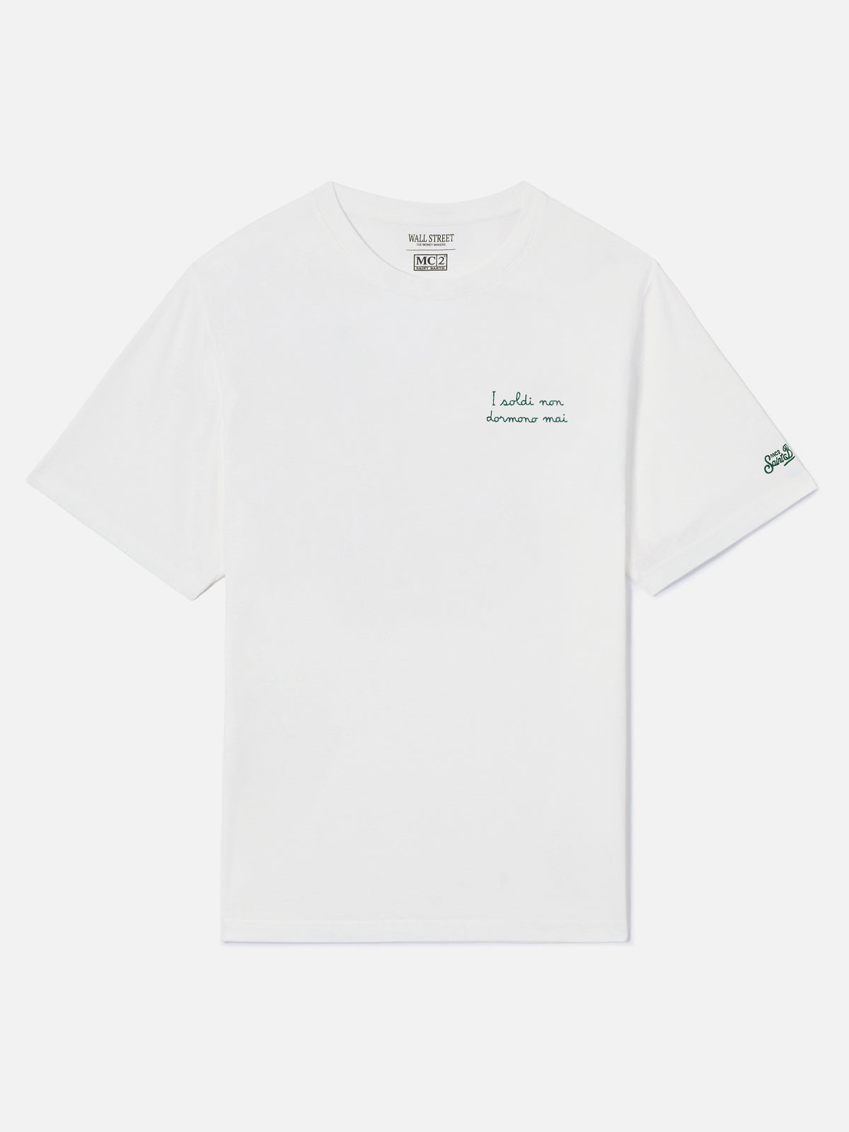 Off whitees T-Shirt aus Arnott Baumwolle mit I Soldi Non Dormono Mai-Stickerei | Special edition 
