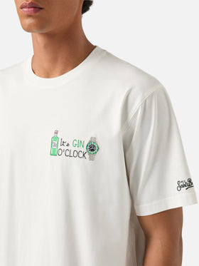 Off white Arnott cotton t-shirt with It's Gin O'Clock embroidery