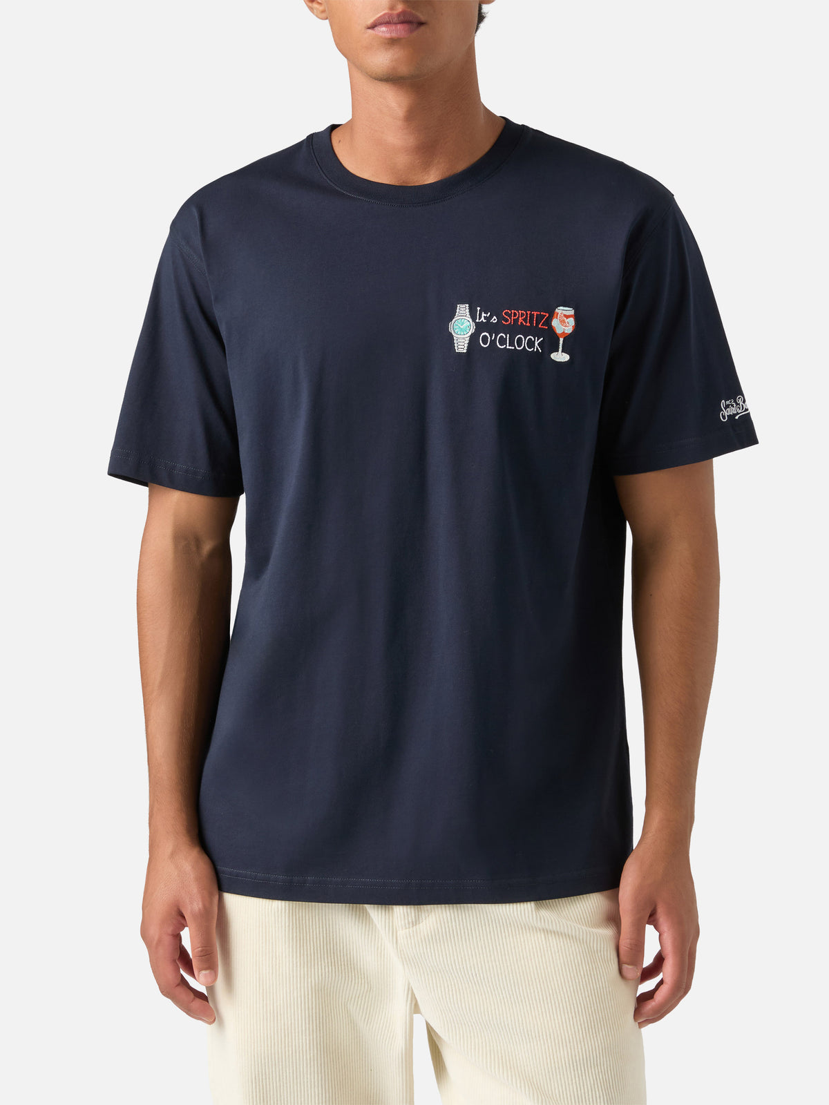 Camiseta de algodón Navy blue Arnott con bordado It's Spritz O'Clock 