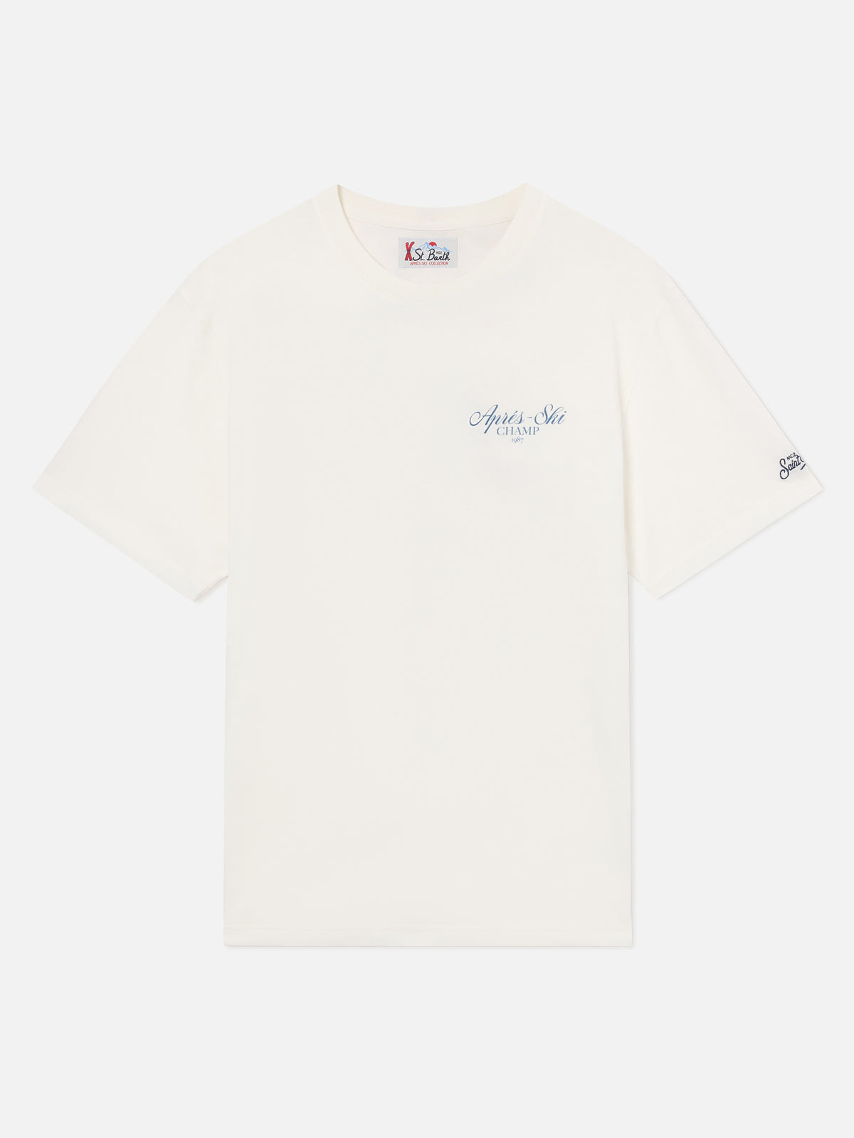T-shirt Arnott Warm bianca in cotone con stampa Après Ski Champ sul retro