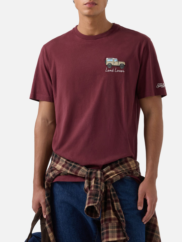 Arnott Warmes T-Shirt in Burgunderrot mit Land Lover-Stickerei 