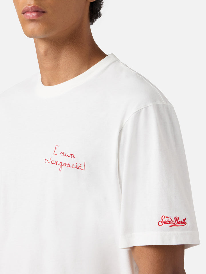 T-shirt Arnott Warm in cotone invernale bianco con ricamo E nun m'angoscià | VACANZE DI NATALE SPECIAL EDITION