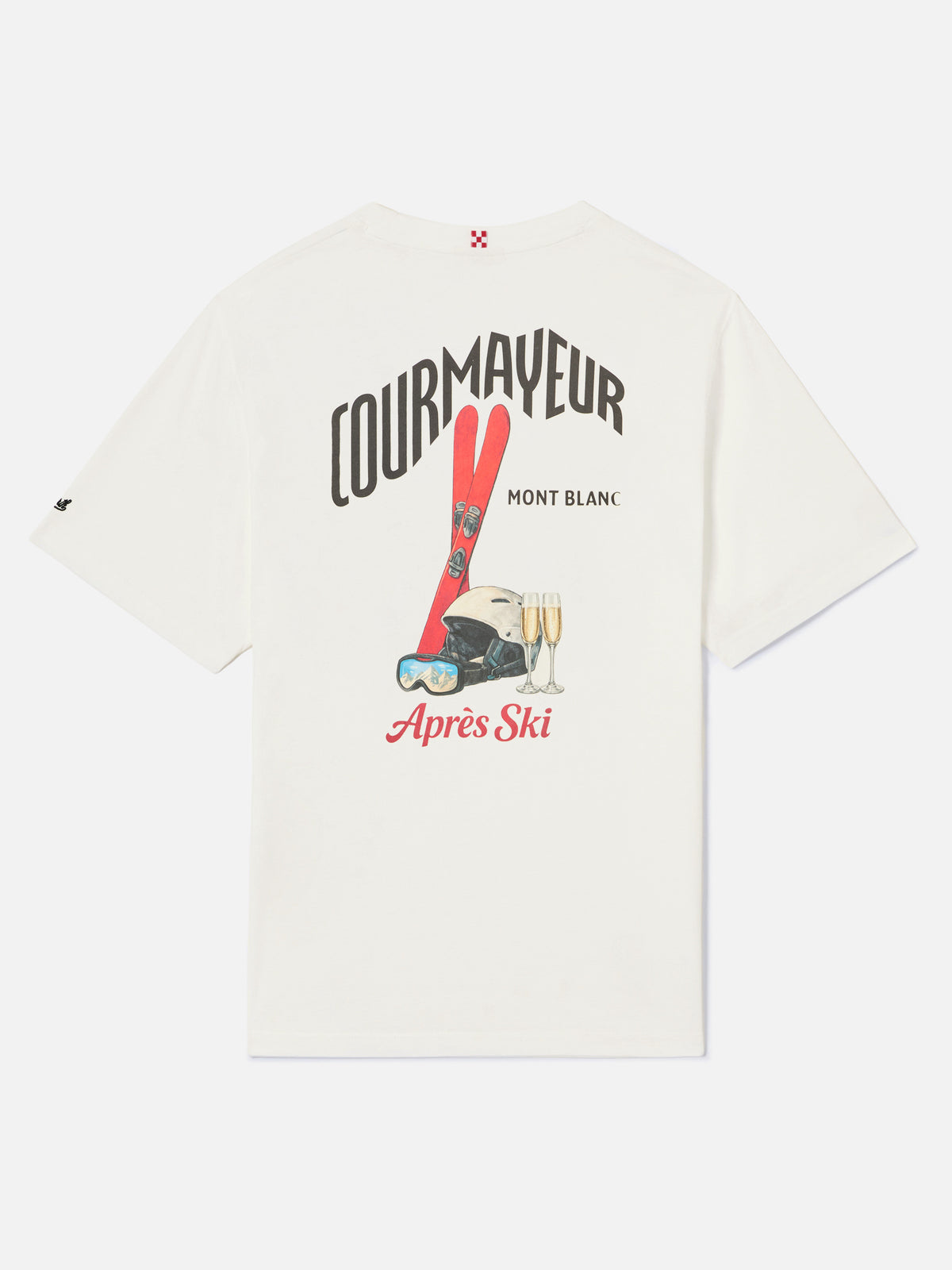 T-shirt Arnott Warm bianca in cotone organico con stampa Courmayeur sul retro | Special edition