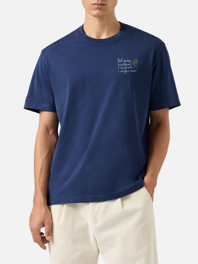 Arnott Warm Winter-Baumwoll-T-Shirt in Blau mit Bel Temp… Stickerei | VACANZE DI NATALE SPECIAL EDITION