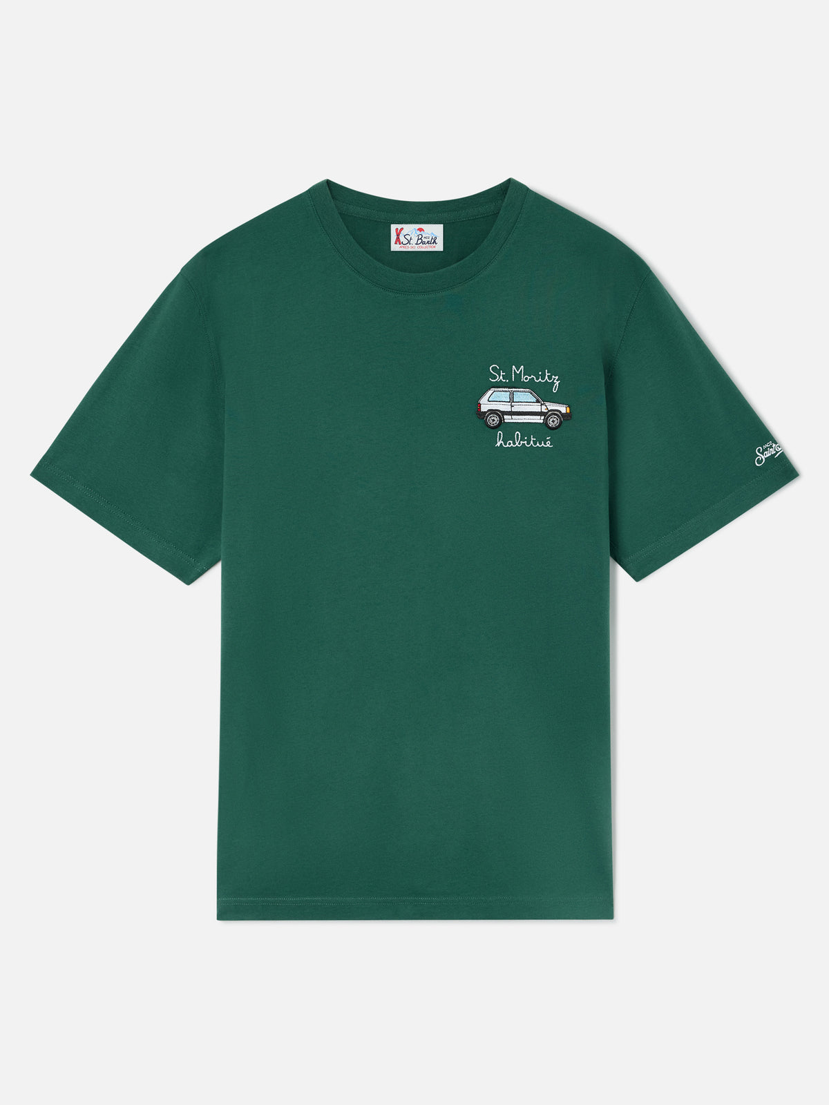 T-shirt vert en coton chaud avec broderie St. Moritz Habitué | Special edition Arnott 