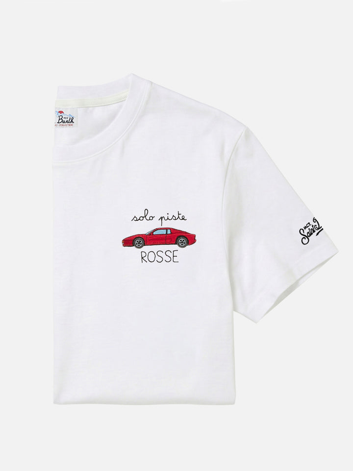 Arnott crewneck t-shirt in white with Solo Piste Rosse embroidery