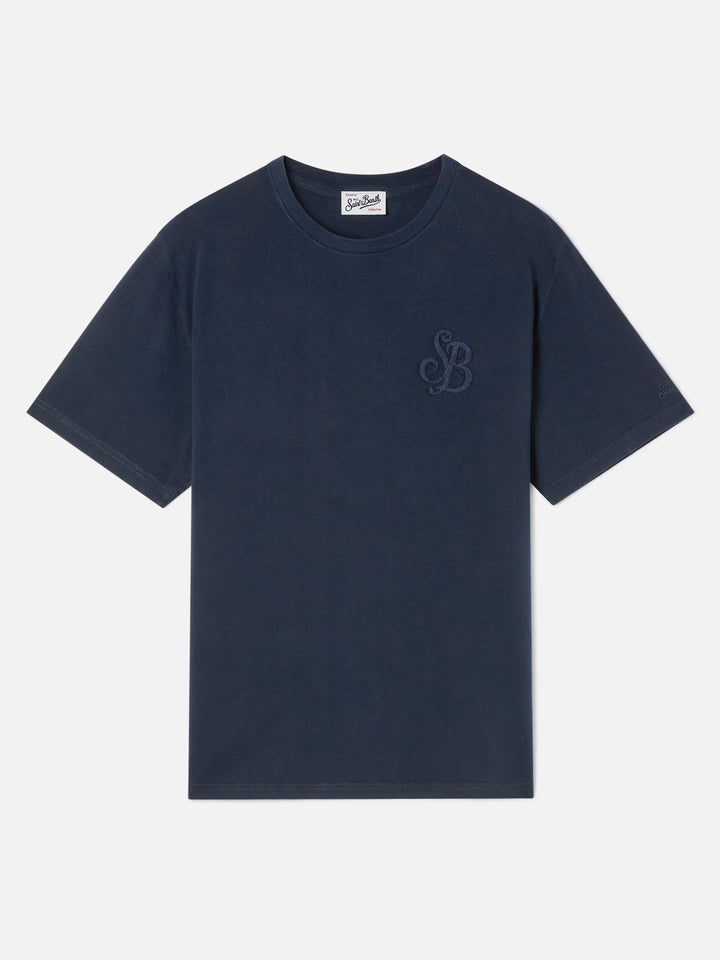 Marineblaues T-Shirt aus blue Arnott Baumwolle mit SB Legacy-Monogramm 