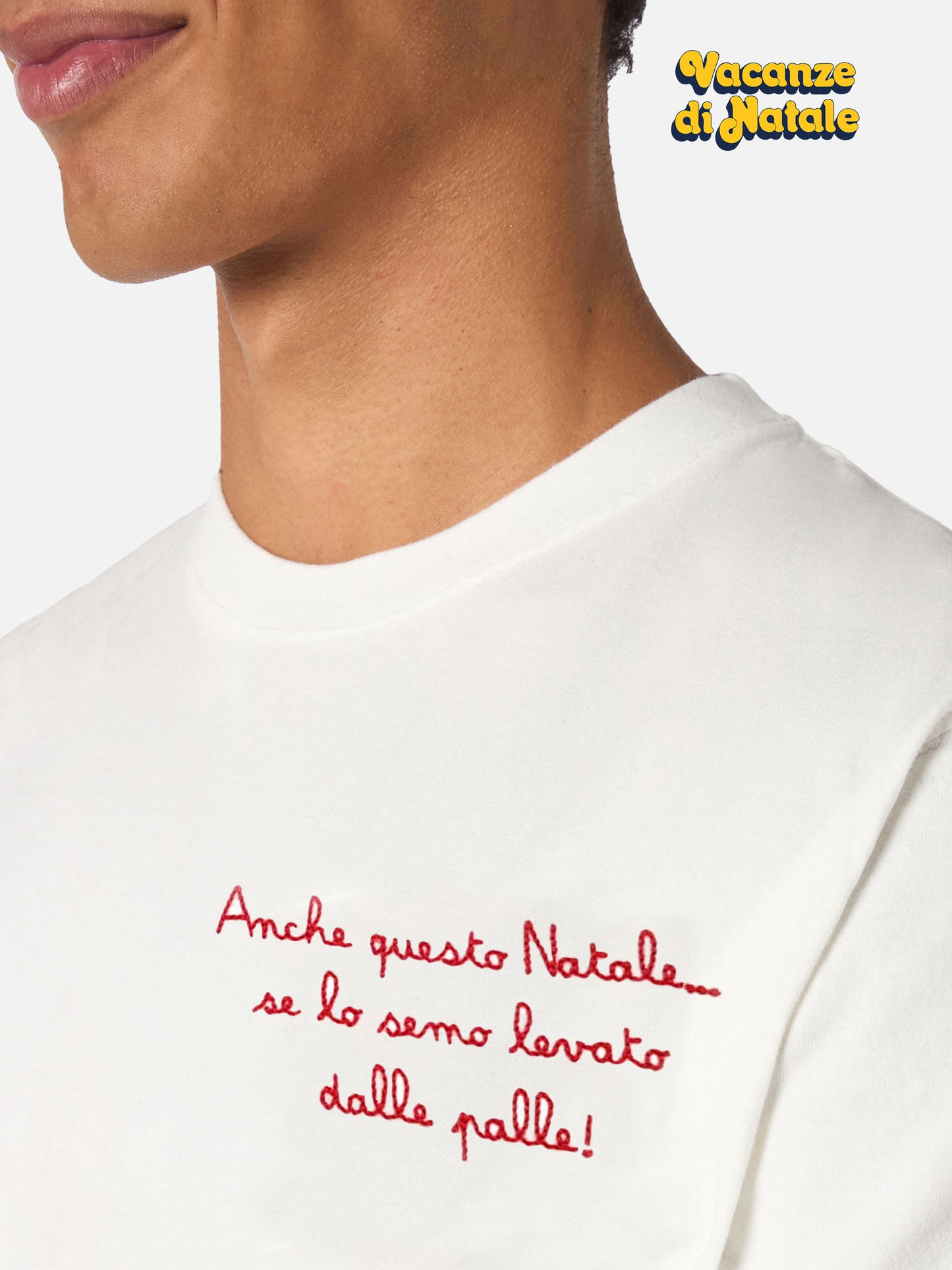Herren-T-Shirt Arnott aus schwerer Baumwolle mit „Anche questo Natale...“-Stickerei | VACANZE DI NATALE SONDERAUSGABE
