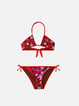 Aryanna bandeau bikini with retro flower print