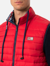 Man red padded vest Aspen