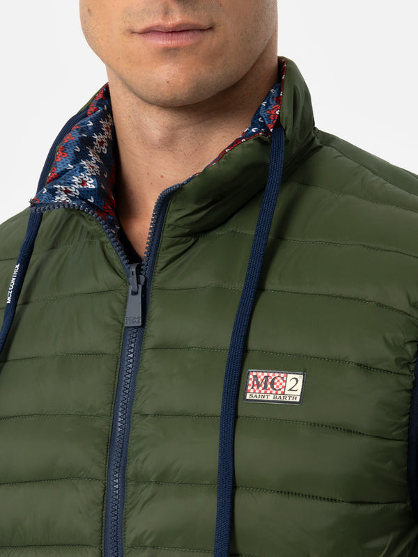 Man military green padded vest Aspen