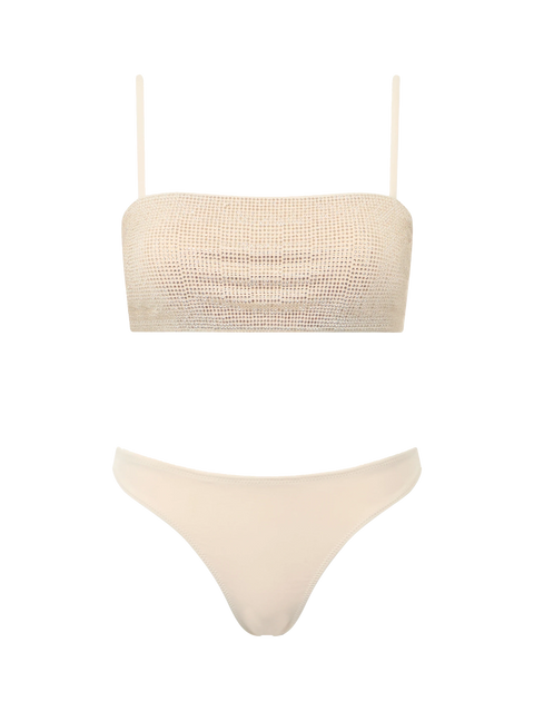 Woman beige bandeau bikini Athena Naomi with rhinestones - MC2 Saint Barth