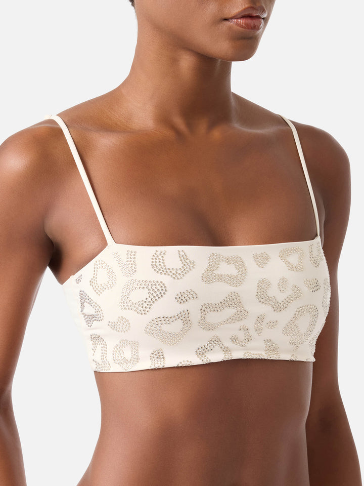 Athena animalier bandeau bikini top with rhinestones